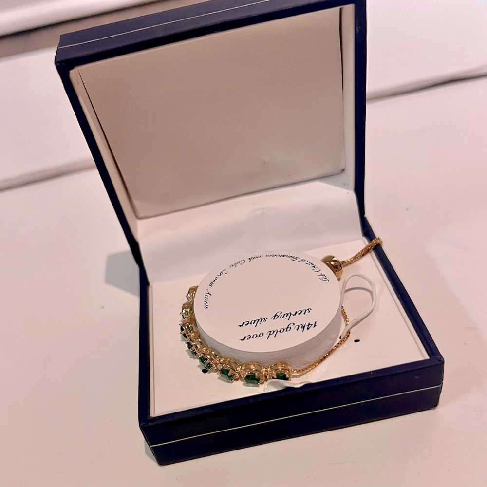 Olivia and Jackson Bracelet 14kt Over Sterling Silver Gemstones Cubic Zerconia
